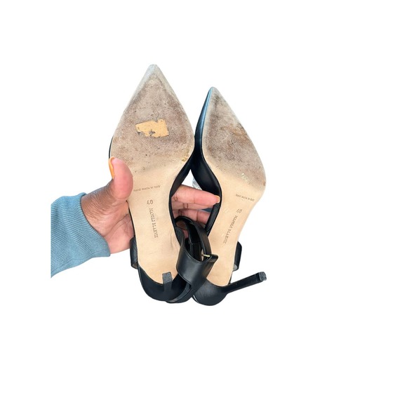 Manolo Blahnik Black Pointed Toe Ankle Strap Heels Size 40 - Picture 12 of 12